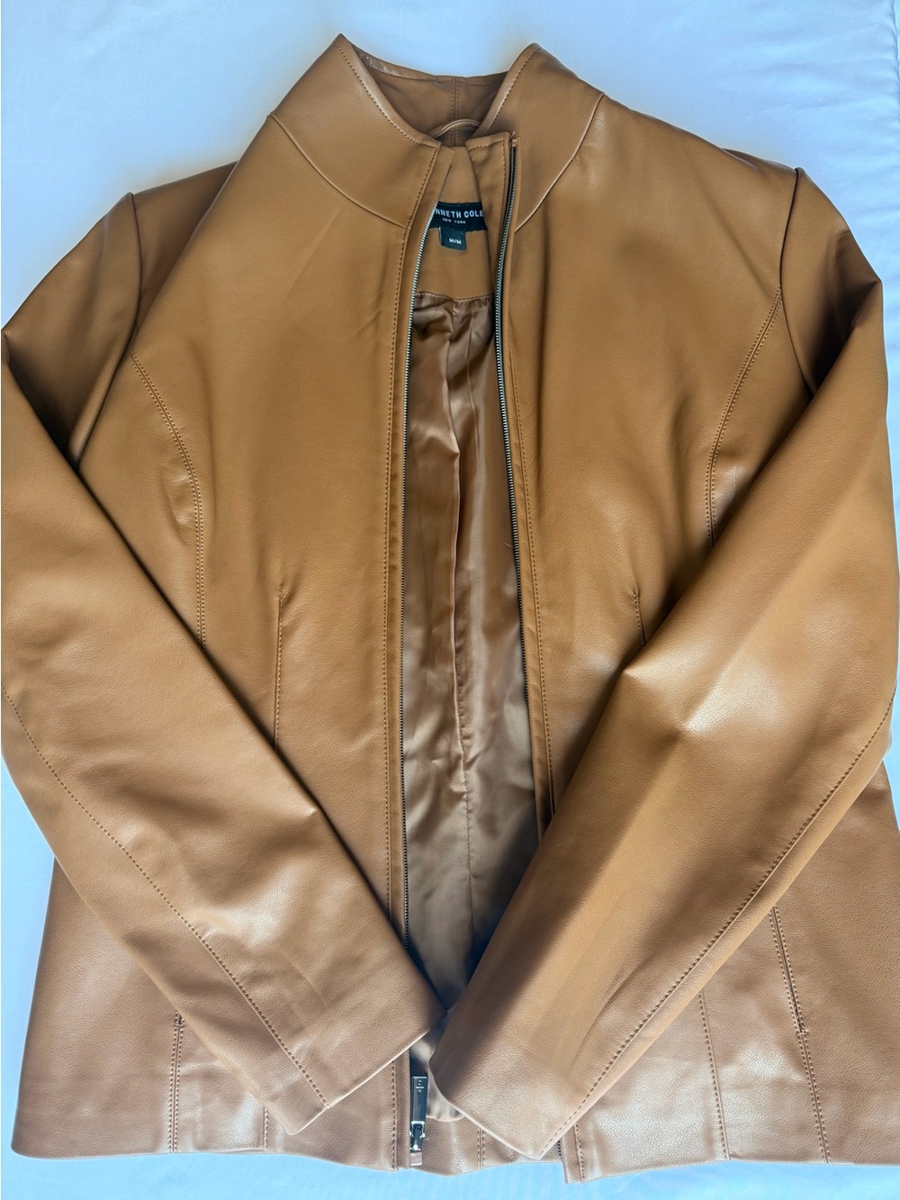 Kenneth Cole Moto Faux Leather‎ Jacket Camel / Tan Women's Size Medium